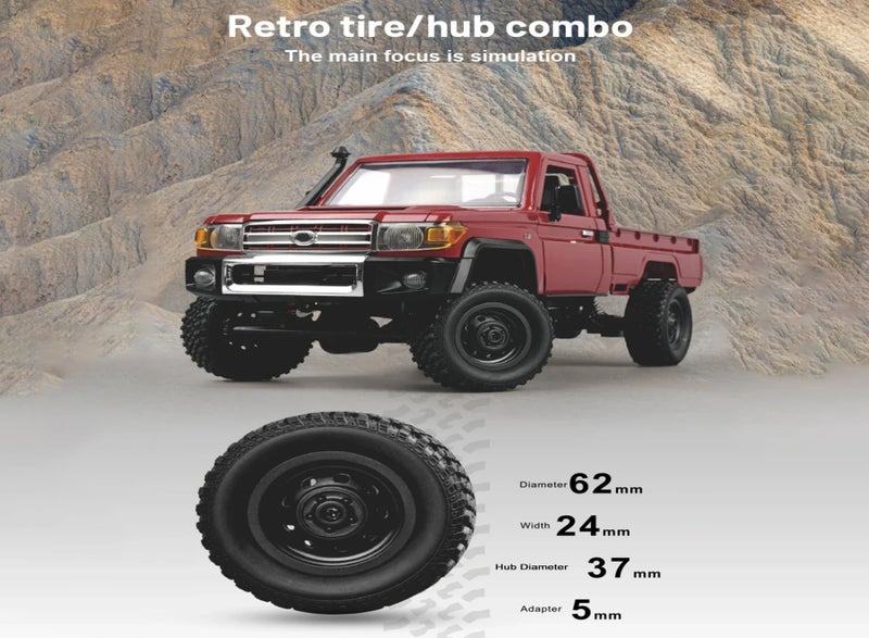 Remote Control Crawler, 1:12 Scale Remote Control Pickup for Kids Adults 2.4Ghz Rechargeable Remote Control Rock Crawler Car Toy with Controllable Headlights - Image 5