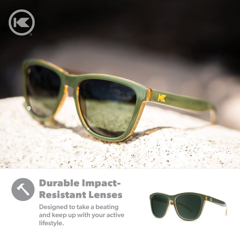 Knockaround Premiums Polarized Sunglasses for Men & Women - Impact Resistant Lenses & Full UV400 Protection, Army Green Frames/Aviator Green Lenses - Image 4