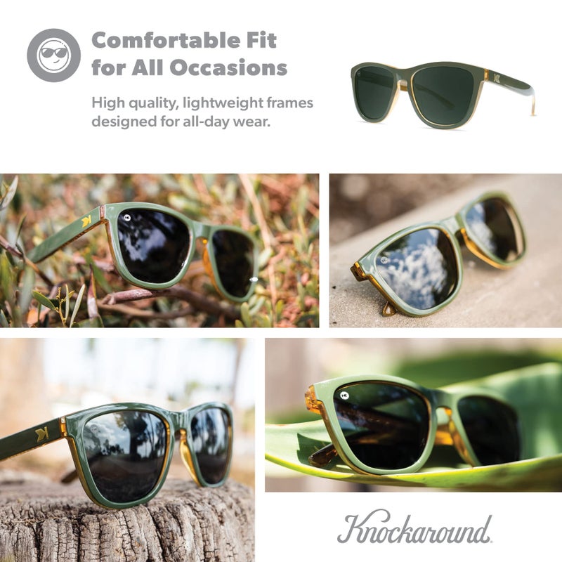 Knockaround Premiums Polarized Sunglasses for Men & Women - Impact Resistant Lenses & Full UV400 Protection, Army Green Frames/Aviator Green Lenses - Image 5