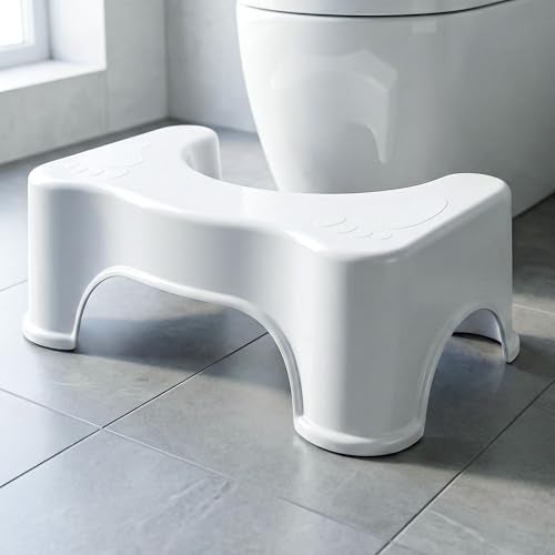 CLAPONE Toilet Stool Bathroom/Bathroom/Stool for Adults/Plastic Potty Step Stool/Anti Constipation Western Toilet/Potty/Footstool Anti-Slip/Combord/Leg Rest/Steps Western (White, Pack of 1) - Image 1