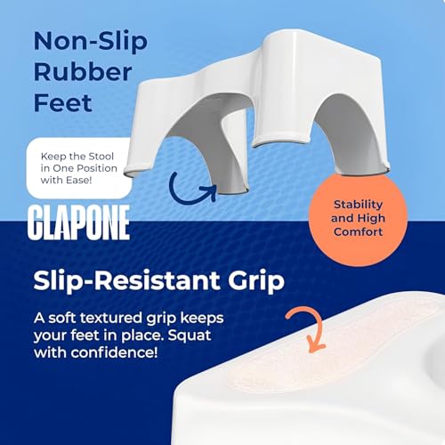 CLAPONE Toilet Stool Bathroom/Bathroom/Stool for Adults/Plastic Potty Step Stool/Anti Constipation Western Toilet/Potty/Footstool Anti-Slip/Combord/Leg Rest/Steps Western (White, Pack of 1) - Image 3