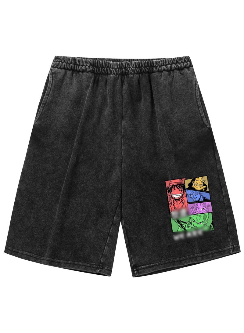 KUYING Summer One Piece Loose Print Casual Shorts  - Image 1