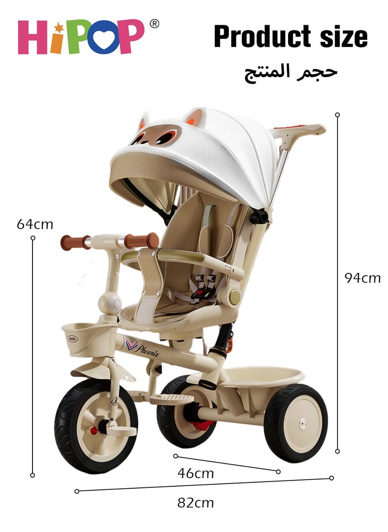 هيبوب - دراجة ثلاثية العجلات للأطفال بتصميم مقعد دوار، بما في ذلك مقابض الدفع والدرابزين والدواسات، دراجة ركوب للأطفال عالية الجودة، دراجة ثلاثية العجلات بدواسات للأطفال متعددة الأغراض كهدية للأطفال - Image 1