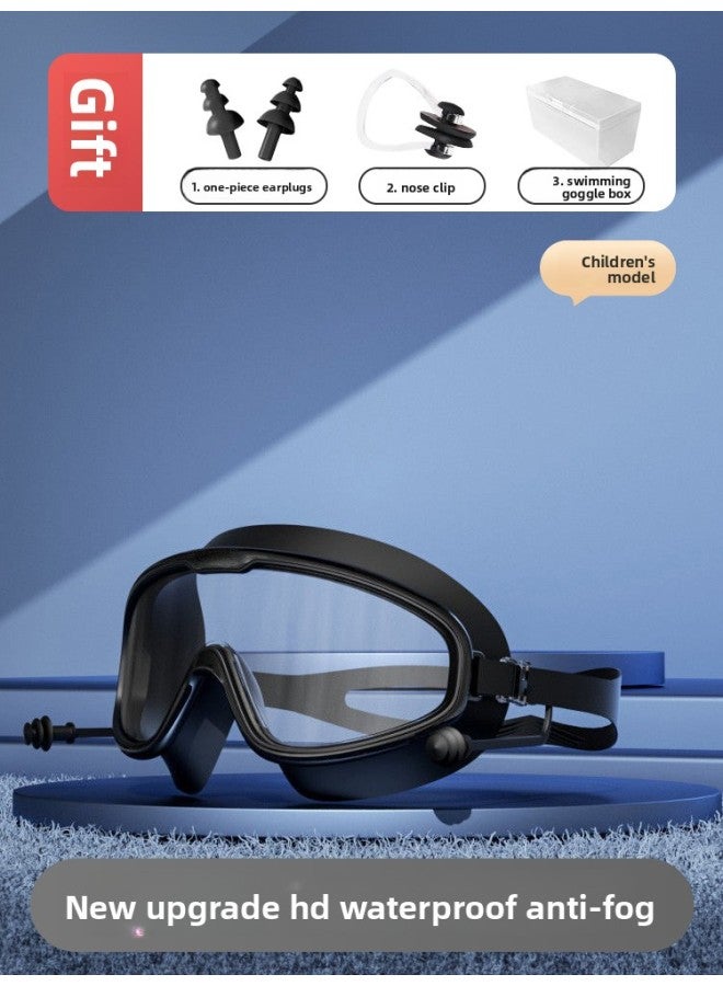 Generic Large-Frame Swimming Goggles Hd Myopia Waterproof And Anti-Fog Professional Men's And Women's Swimming Goggles Kidsren's Diving Swimming Cap Set Equipment 