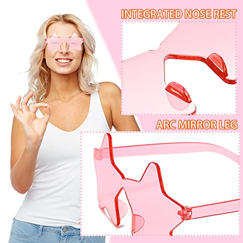 LIULIUBTY Star and Heart Shaped Sunglasses - Bachelorette Party Sunglasses, Colorful Party Favors (Pink) - Image 3