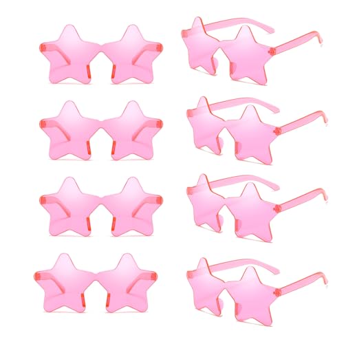 LIULIUBTY Star and Heart Shaped Sunglasses - Bachelorette Party Sunglasses, Colorful Party Favors (Pink) - Image 1
