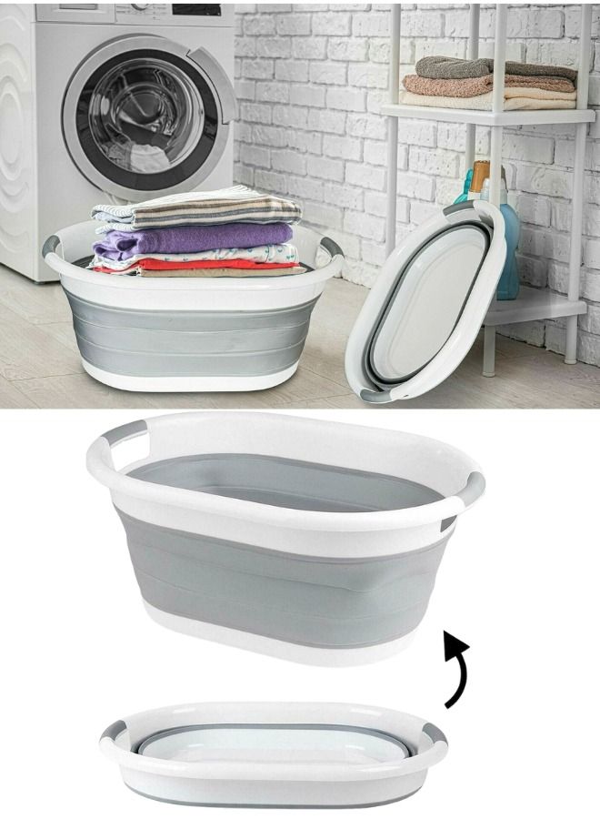 جروب تايجر 38لتر سلة غسيل بلاستيكية قابلة للطي سلة حوض بيضاوية - حاوية / منظم تخزين قابل للطي - حوض غسيل محمول - سلة غسيل موفرة للمساحة - Image 1