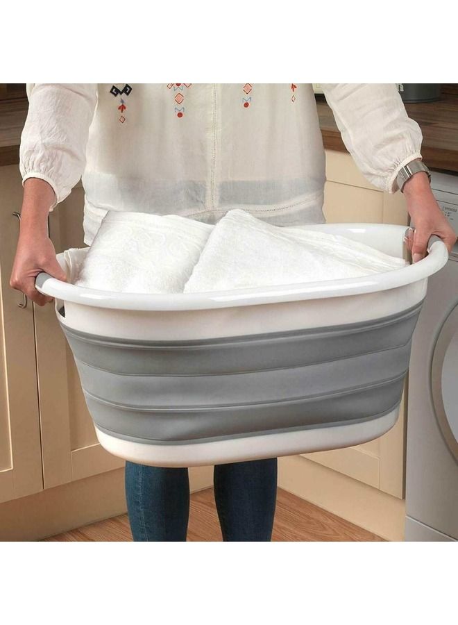 جروب تايجر 38لتر سلة غسيل بلاستيكية قابلة للطي سلة حوض بيضاوية - حاوية / منظم تخزين قابل للطي - حوض غسيل محمول - سلة غسيل موفرة للمساحة - Image 4