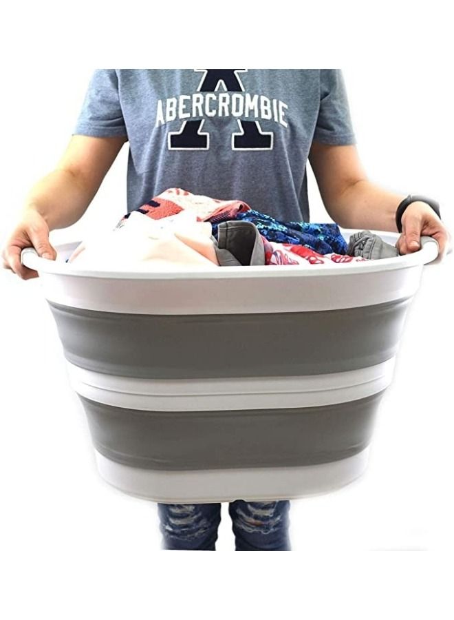 جروب تايجر 38لتر سلة غسيل بلاستيكية قابلة للطي سلة حوض بيضاوية - حاوية / منظم تخزين قابل للطي - حوض غسيل محمول - سلة غسيل موفرة للمساحة - Image 2