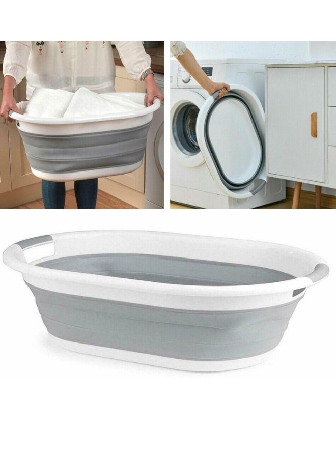 جروب تايجر 38لتر سلة غسيل بلاستيكية قابلة للطي سلة حوض بيضاوية - حاوية / منظم تخزين قابل للطي - حوض غسيل محمول - سلة غسيل موفرة للمساحة - Image 3