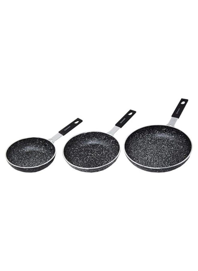 Westinghouse USA Cookware - Black Marble Mini Frying Pan Set (3 Pieces) – 12cm, 14cm, 16cm - Cast‑Aluminum, Non‑Stick, Lightweight, Scratch‑Resistant QuanTanium Coating for Healthy Cooking - Image 1