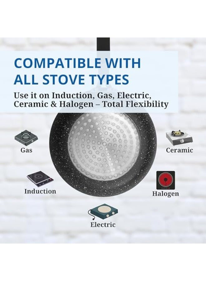 Westinghouse USA Cookware - Black Marble Mini Frying Pan Set (3 Pieces) – 12cm, 14cm, 16cm - Cast‑Aluminum, Non‑Stick, Lightweight, Scratch‑Resistant QuanTanium Coating for Healthy Cooking - Image 5