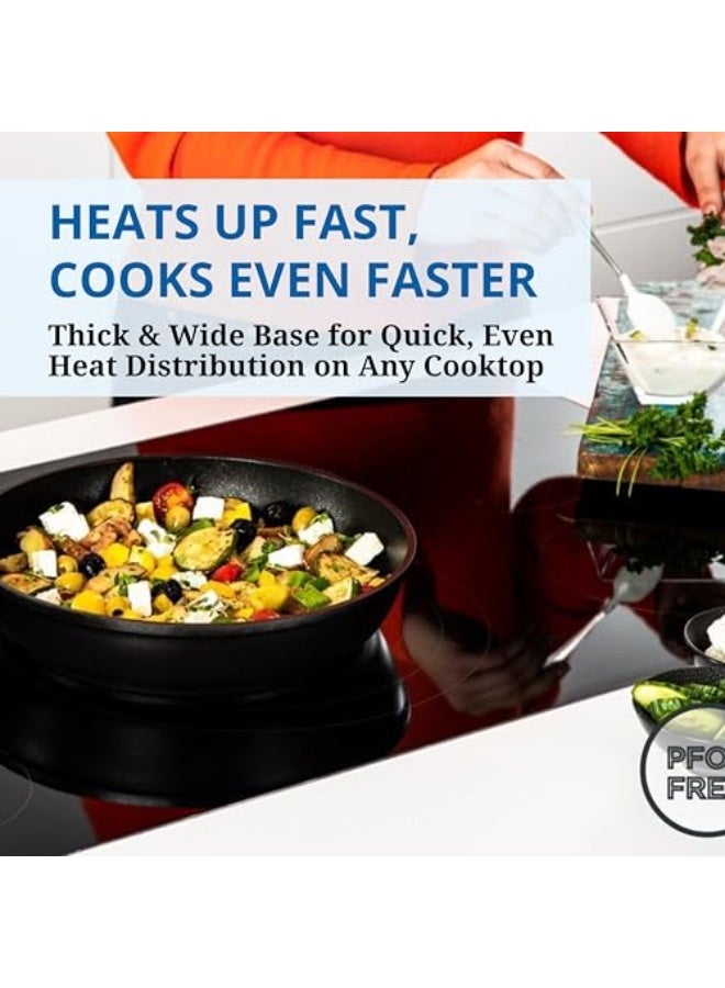 Westinghouse USA Cookware - Black Marble Mini Frying Pan Set (3 Pieces) – 12cm, 14cm, 16cm - Cast‑Aluminum, Non‑Stick, Lightweight, Scratch‑Resistant QuanTanium Coating for Healthy Cooking - Image 4