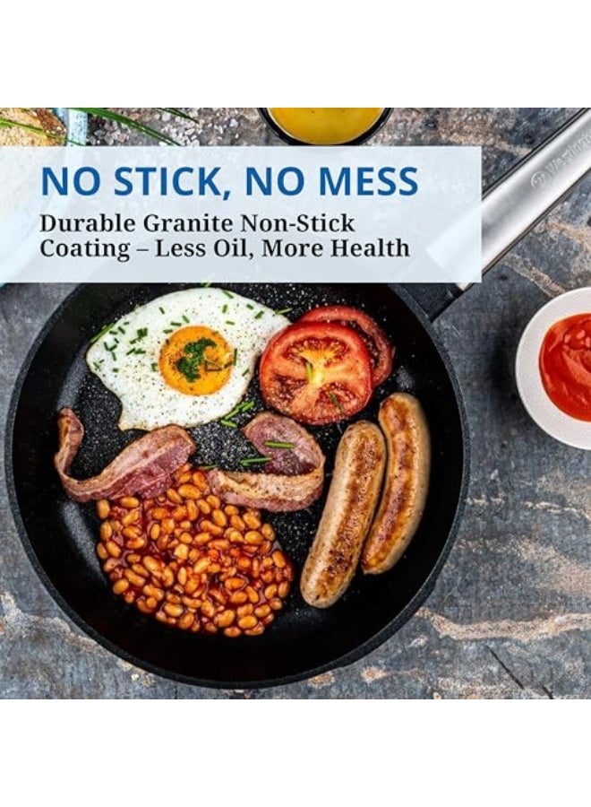Westinghouse USA Cookware - Black Marble Mini Frying Pan Set (3 Pieces) – 12cm, 14cm, 16cm - Cast‑Aluminum, Non‑Stick, Lightweight, Scratch‑Resistant QuanTanium Coating for Healthy Cooking - Image 3