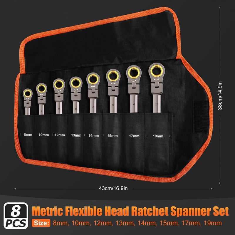 SS Shovan 8-Piece Metric Ratchet Wrench Set (8-19 mm) for DIY and Repairs - Image 2