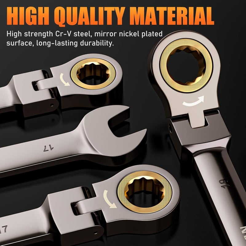 SS Shovan 8-Piece Metric Ratchet Wrench Set (8-19 mm) for DIY and Repairs - Image 4