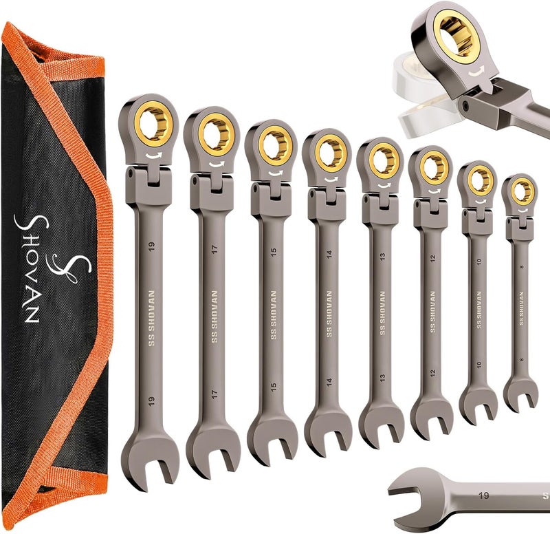 SS Shovan 8-Piece Metric Ratchet Wrench Set (8-19 mm) for DIY and Repairs - Image 1