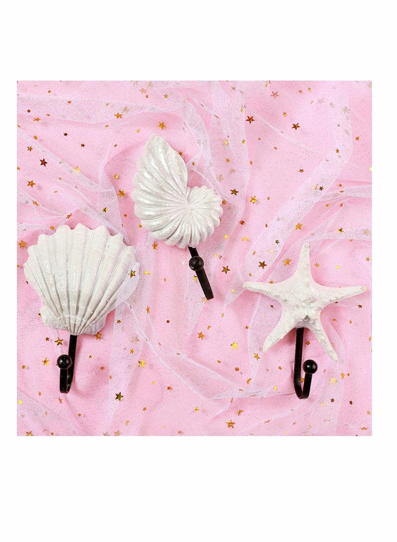 SYOSI Coat Hooks Wall Mounted, KASTWAVE Beach Themed Wall Hooks Towel Hat Coat Hangers Sea Star Seashell Wall Decorations for Bathroom Bedroom or Kitchen (3pcs) - Image 5