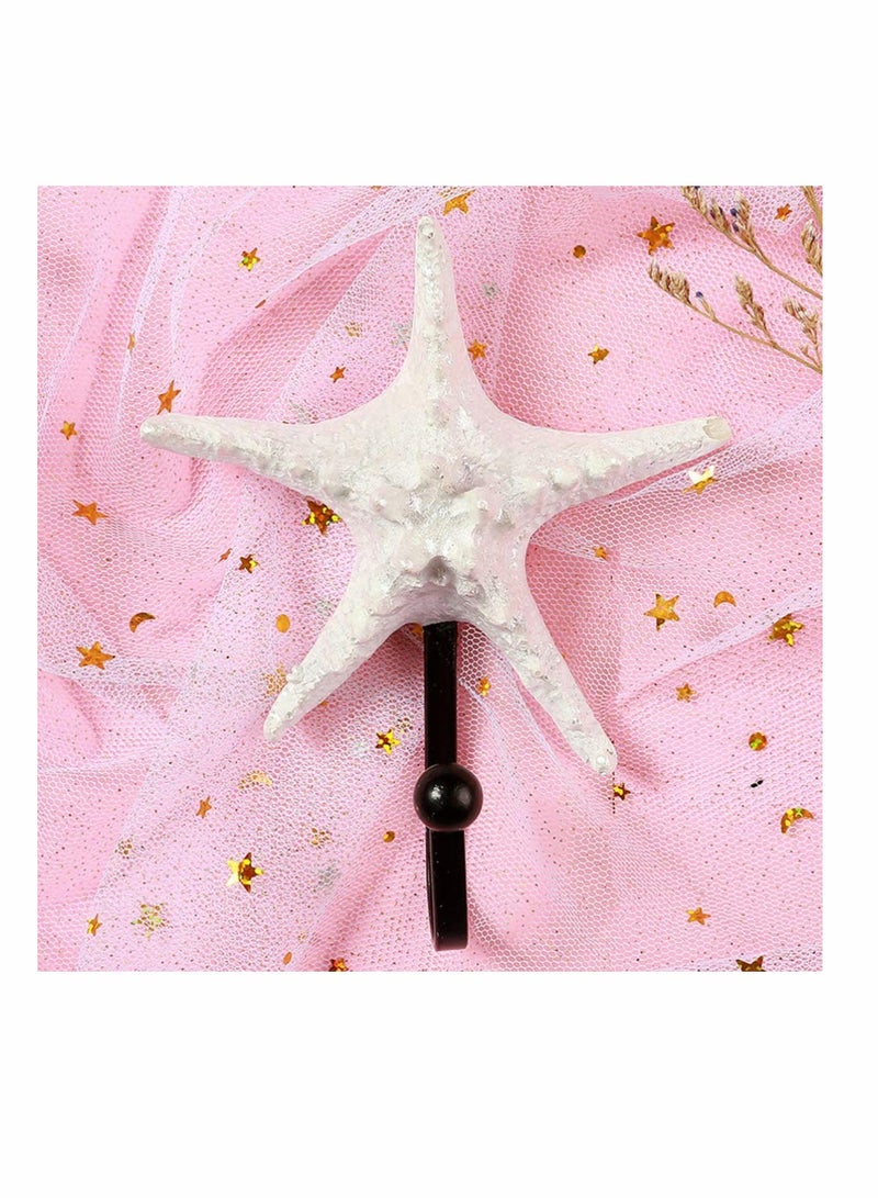 SYOSI Coat Hooks Wall Mounted, KASTWAVE Beach Themed Wall Hooks Towel Hat Coat Hangers Sea Star Seashell Wall Decorations for Bathroom Bedroom or Kitchen (3pcs) - Image 4