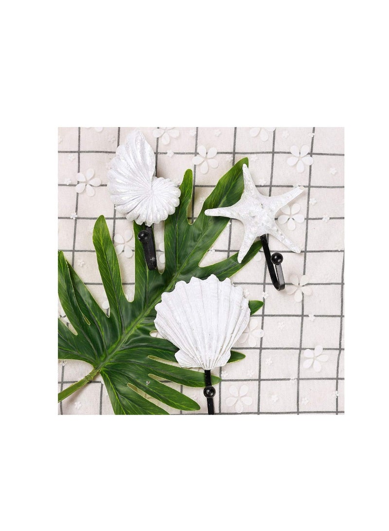 SYOSI Coat Hooks Wall Mounted, KASTWAVE Beach Themed Wall Hooks Towel Hat Coat Hangers Sea Star Seashell Wall Decorations for Bathroom Bedroom or Kitchen (3pcs) - Image 2