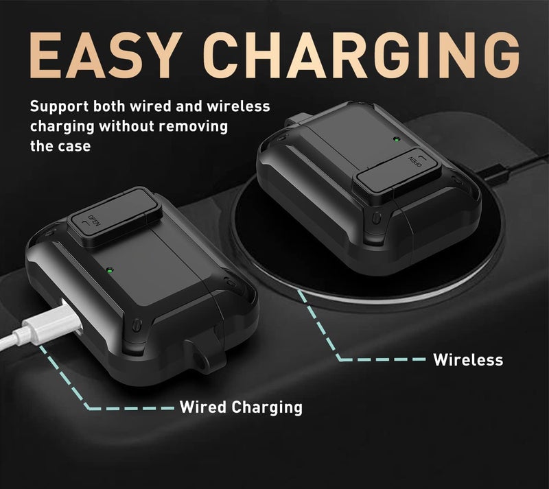 OTOPO Compatible with JBL Vibe 200TWS/JBL Vibe Beam Case Cover Lock Clip with Cleaner Kit,Cool Protective Cover Men Women with Carabiner for JBL Vibe Beam 2 Charging Case - Black - Image 5