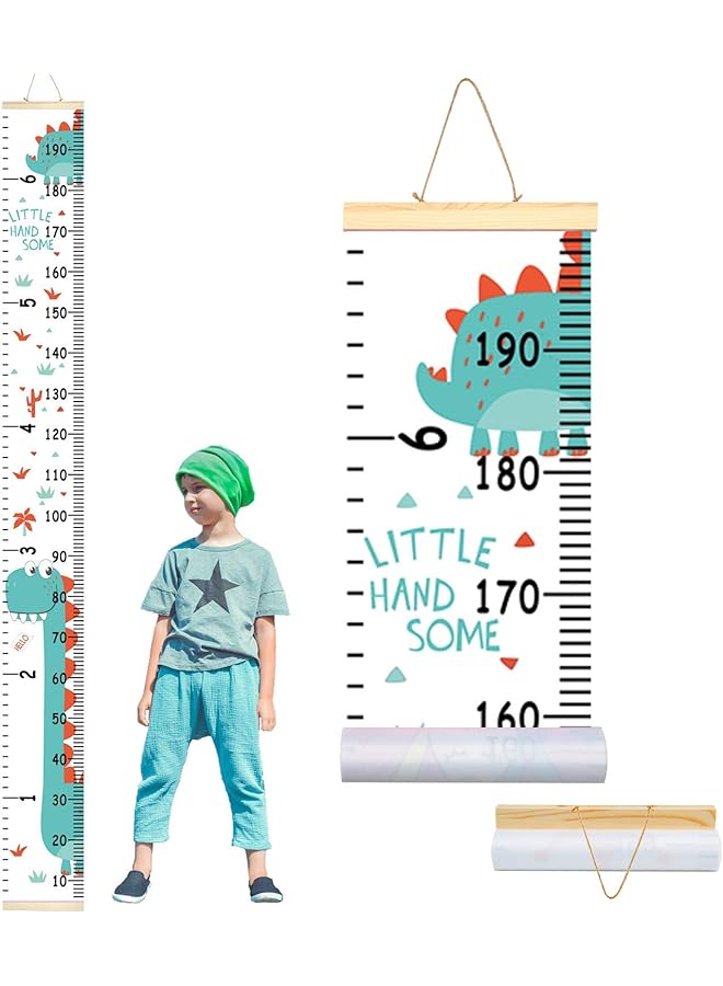 The Bros Growth Chart for Wall | Kids Height Chart with Wood Frame | Fabric Height Measurement Wall Decor | Removable Height Wall Chart for Children's Room Decoration - Image 1