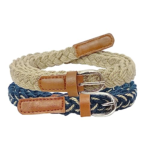 Aakriti Women Cotton Braided Hand Made Casual Belt for Ladies | Handwoven for Long Shirt and Dresses (BG-BLUE-BADGE) - Image 1
