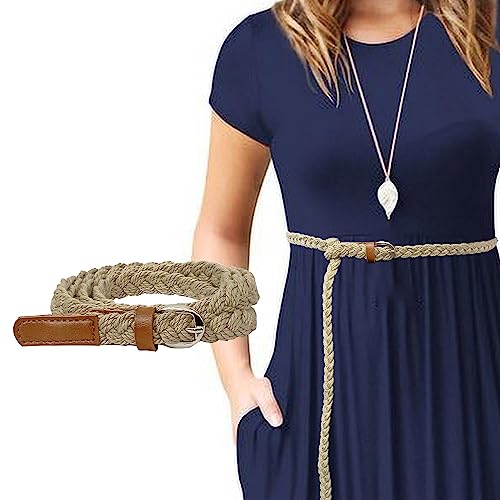 Aakriti Women Cotton Braided Hand Made Casual Belt for Ladies | Handwoven for Long Shirt and Dresses (BG-BLUE-BADGE) - Image 3