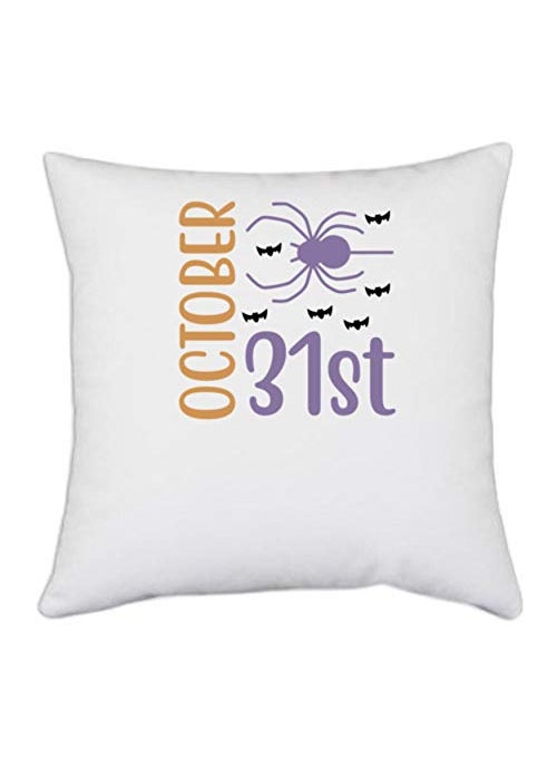UDNAG UDNAG White Polyester Halloween October 31st Pillow Cover 16 Inch X 16 Inch 