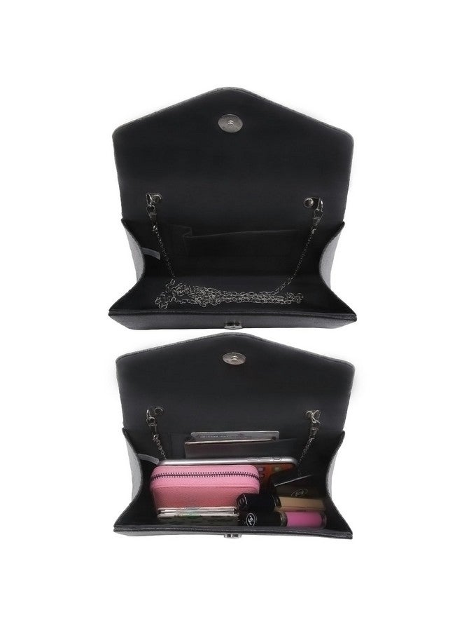 DASEIN Women'S Evening Bags Formal Party Clutches Wedding Purses Cocktail Prom Handbags With Frosted Glittering (Black) - Image 5