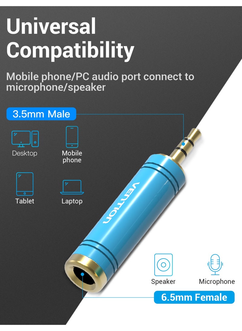 VENTION 6.5mm Female to 3.5mm Male Adapter Blue Model # VAB-S04-L - Image 3