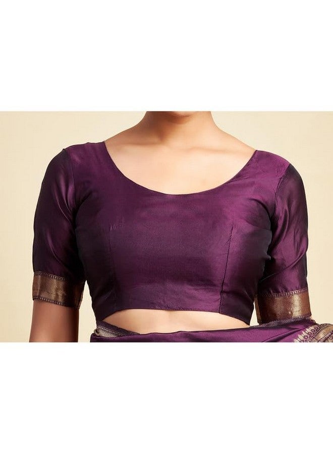 SIRIL Women's Banarasi Soft Silk Saree Pure Silk With Unstitched Blouse Piece (3957S545A_Wine) - Image 5