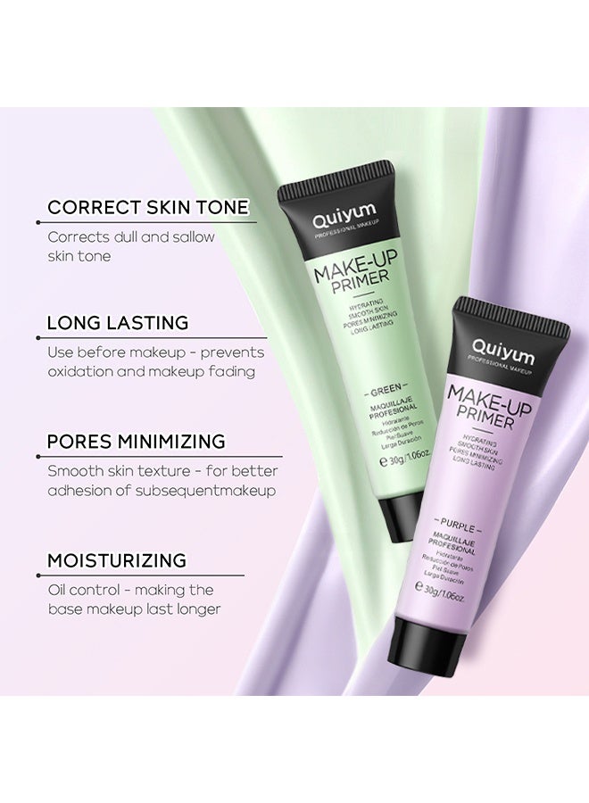 QUIYUM Make-Up Primer, Purple Color Corrector Face Primer, Hydrating And Anti-Redness Makeup Base, Pore Minimizer For Red And Blemished Skin, Long-Lasting Vegan Primer For Smooth Makeup Application 30g - Image 5