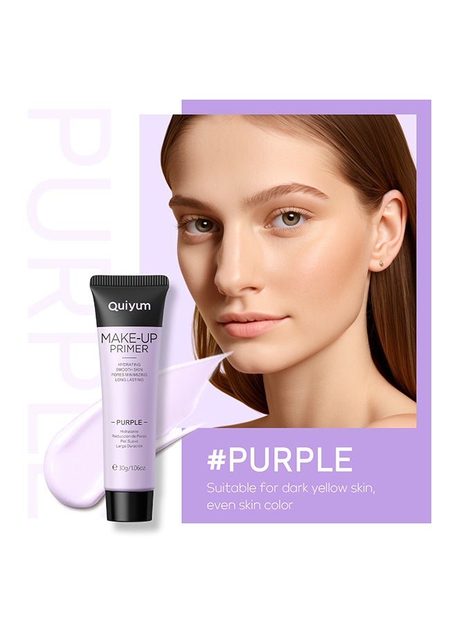QUIYUM Make-Up Primer, Purple Color Corrector Face Primer, Hydrating And Anti-Redness Makeup Base, Pore Minimizer For Red And Blemished Skin, Long-Lasting Vegan Primer For Smooth Makeup Application 30g - Image 2