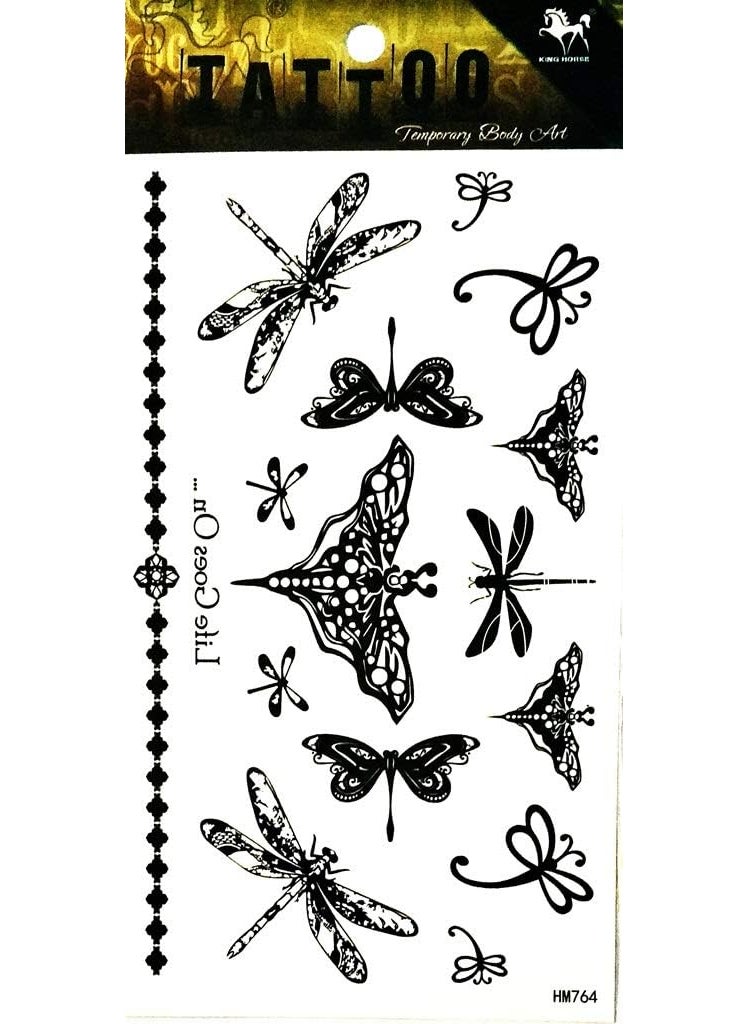 PP TATTOO - 1 Sheet Butterfly dragonfly Tattoos Body Art Stickers Color Flash Fake Waterproof Tattoo Stickers for Women Men - Image 1