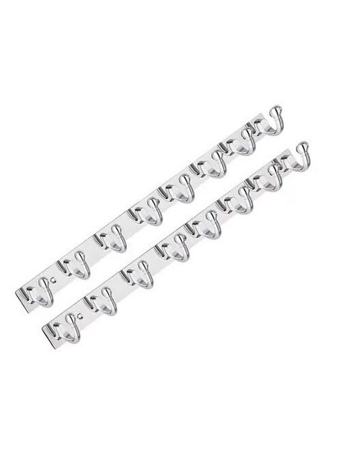 ROLLYWARE ® Wall Mount, Hook Coat Rack, Premium Stainless Steel, 8 Legs Cloth Hanger Bathroom Stylish Wall Hooks - Easy to Use for Clothes, Towels, Keys, and Use of Other Items. (8 Hook, Pack of 2) - Image 1