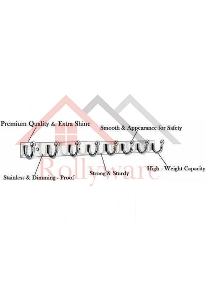 ROLLYWARE ® Wall Mount, Hook Coat Rack, Premium Stainless Steel, 8 Legs Cloth Hanger Bathroom Stylish Wall Hooks - Easy to Use for Clothes, Towels, Keys, and Use of Other Items. (8 Hook, Pack of 2) - Image 5