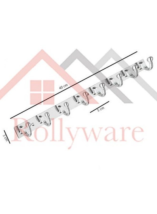 ROLLYWARE ® Wall Mount, Hook Coat Rack, Premium Stainless Steel, 8 Legs Cloth Hanger Bathroom Stylish Wall Hooks - Easy to Use for Clothes, Towels, Keys, and Use of Other Items. (8 Hook, Pack of 2) - Image 2