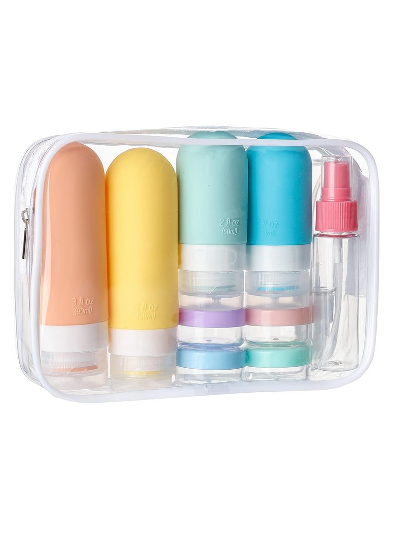 16 علبة من زجاجات السفر -حاويات السيليكون المقاومة للتسرّب المعتمدة من قبل إدارة سلامة النقل المستخدمة في المراحيض واللطف والشامبو والمرطبات وغسل الجسم (16 قطعة/عبوة بيضاء) - Image 1