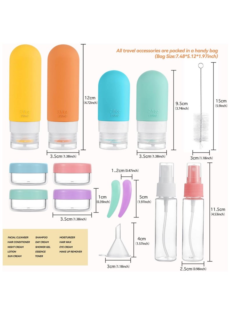 16 علبة من زجاجات السفر -حاويات السيليكون المقاومة للتسرّب المعتمدة من قبل إدارة سلامة النقل المستخدمة في المراحيض واللطف والشامبو والمرطبات وغسل الجسم (16 قطعة/عبوة بيضاء) - Image 2