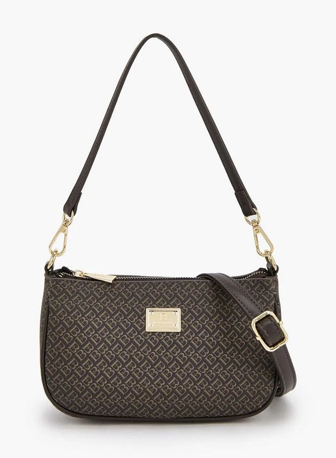 Flora Bella By Shoexpress Flora Bella Monogram Print Shoulder Bag with Detachable Strap