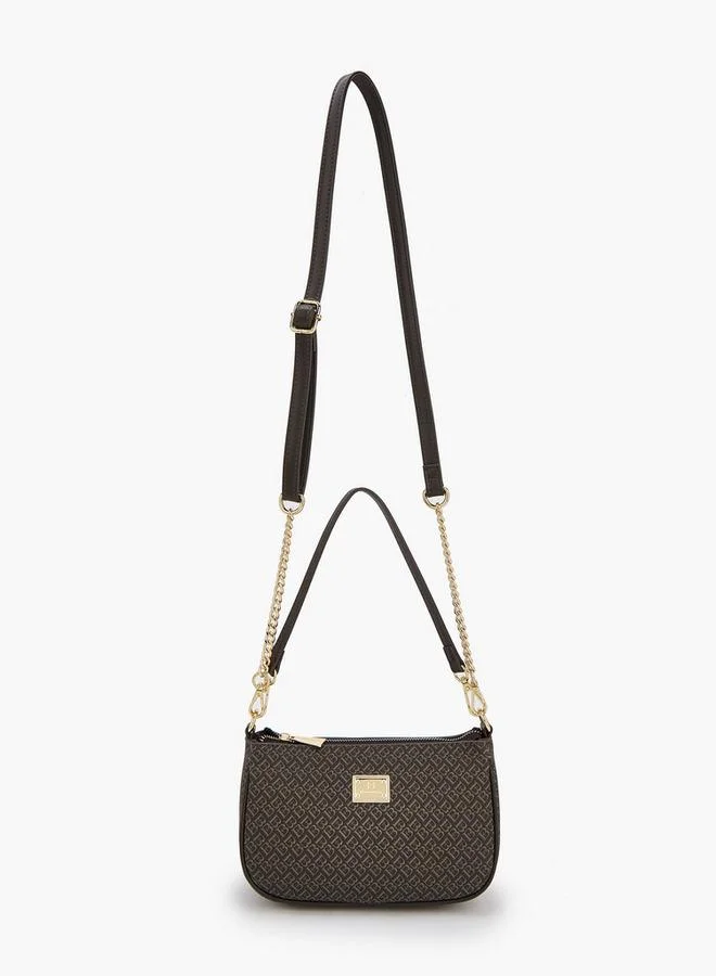 Flora Bella By Shoexpress Flora Bella Monogram Print Shoulder Bag with Detachable Strap