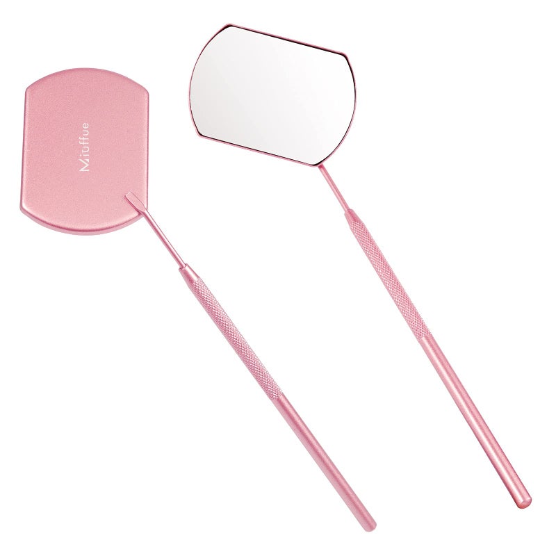 Miuffue Miuffue Lash Mirror for Eyelash Extensions 60mm Extra Large Eyelash Mirror Detachable Stainless Steel Makeup Mirror Pink 