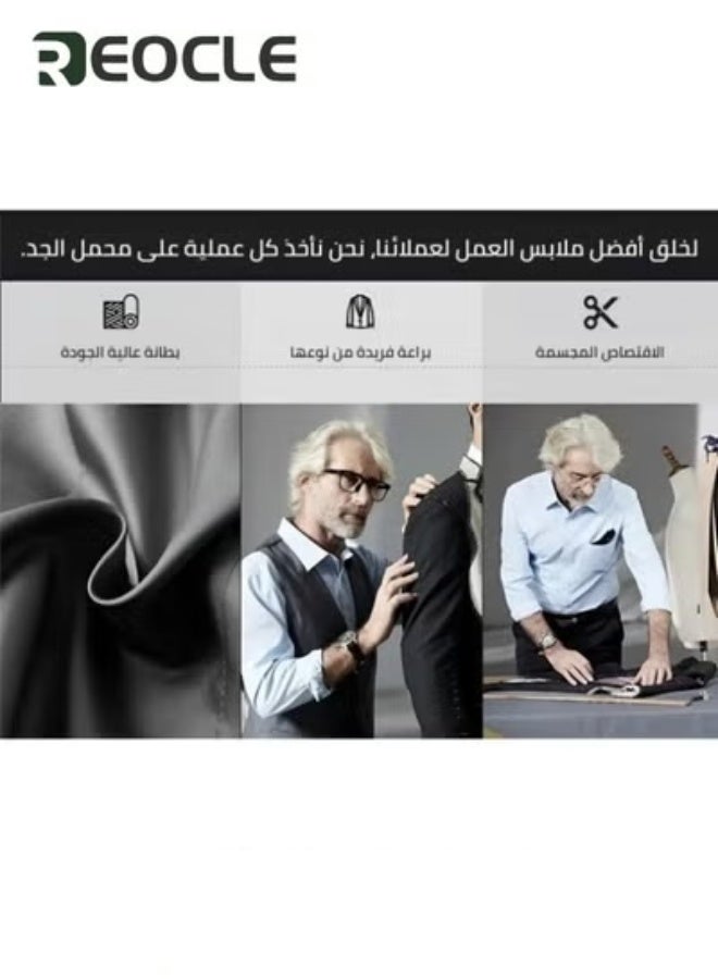 ريوكل قميص رجالي مخطط محبوك مناسب للخريف والشتاء، قميص رسمي وغير رسمي، مكون من قطعتين، بأكمام طويلة دافئ، أزرق - Image 4