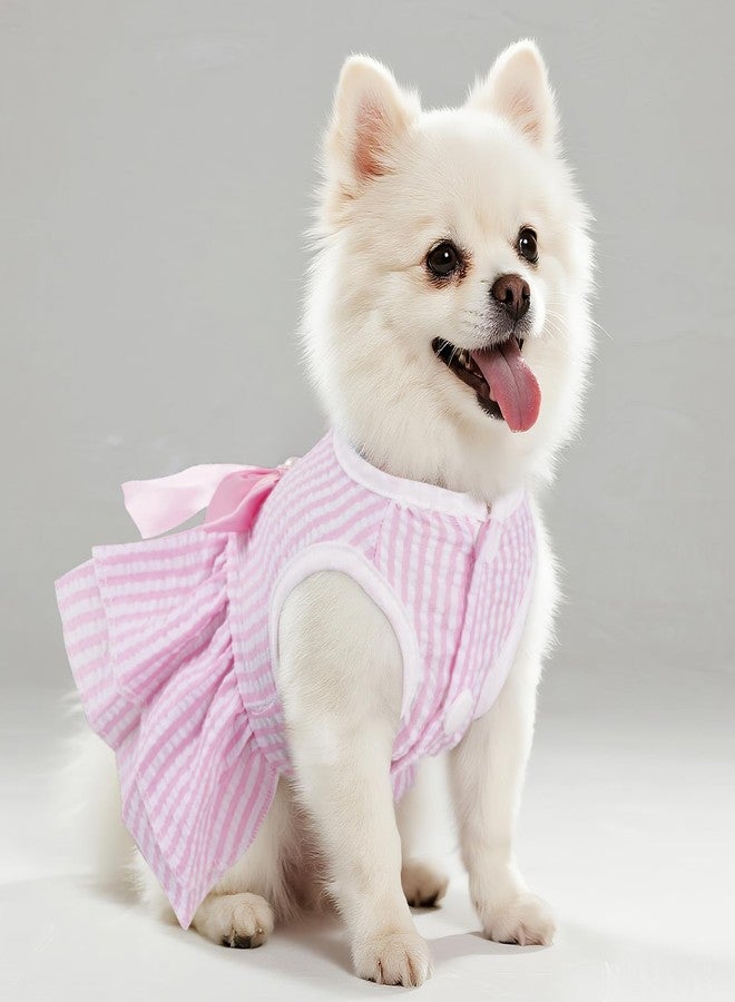 mifengda 2 Pieces Dog Dresses Puppy Dogs Clothes Bowknot Cat Clothes Outfit Cat Dress for Small Dog Girl Pet Puppy (Pink Green, X-Small) - Image 5