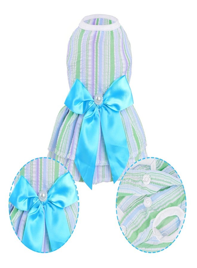 mifengda 2 Pieces Dog Dresses Puppy Dogs Clothes Bowknot Cat Clothes Outfit Cat Dress for Small Dog Girl Pet Puppy (Pink Green, X-Small) - Image 2
