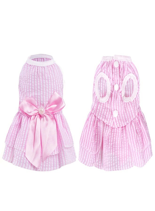 mifengda 2 Pieces Dog Dresses Puppy Dogs Clothes Bowknot Cat Clothes Outfit Cat Dress for Small Dog Girl Pet Puppy (Pink Green, X-Small) - Image 3