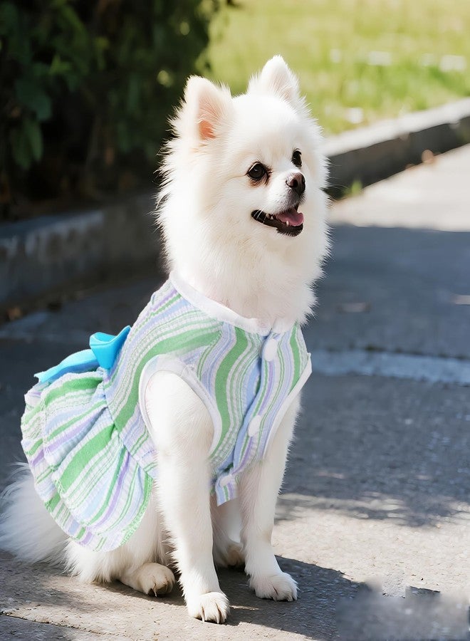 mifengda 2 Pieces Dog Dresses Puppy Dogs Clothes Bowknot Cat Clothes Outfit Cat Dress for Small Dog Girl Pet Puppy (Pink Green, X-Small) - Image 4