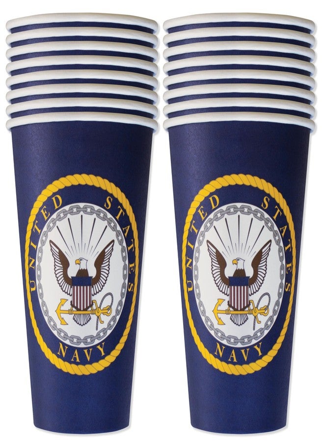 Havercamp U.S. Navy Party Cups (32 cups)! 16oz. Heavyweight Paper Cups! Authentic, Licensed, American Navy Design. For Graduation Parties, Retirement, Welcome Home & Birthdays - Image 1