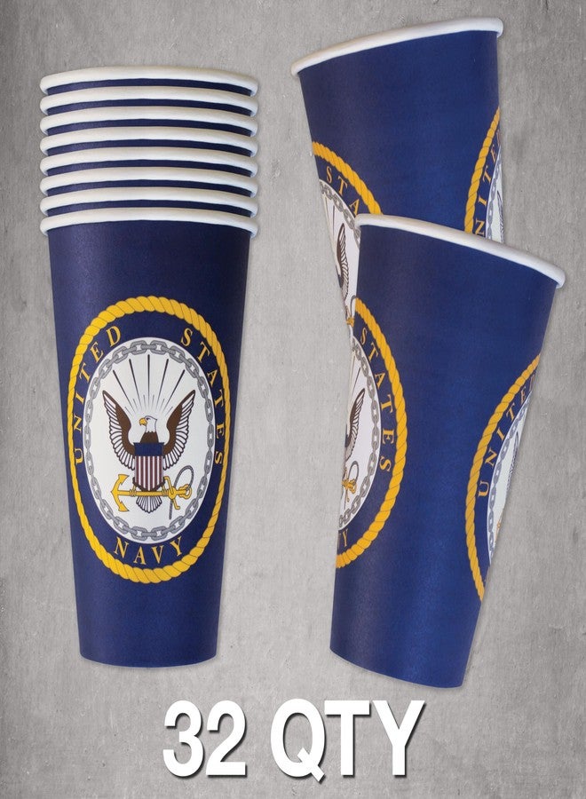 Havercamp U.S. Navy Party Cups (32 cups)! 16oz. Heavyweight Paper Cups! Authentic, Licensed, American Navy Design. For Graduation Parties, Retirement, Welcome Home & Birthdays - Image 2